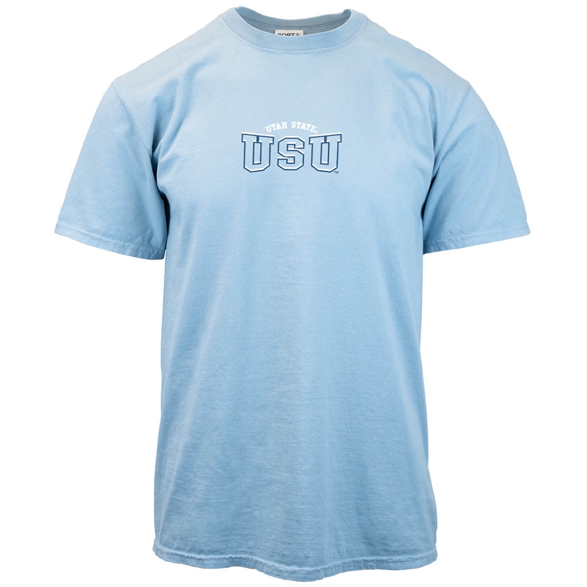 Arched utah state usu light blue unisex t-shirt